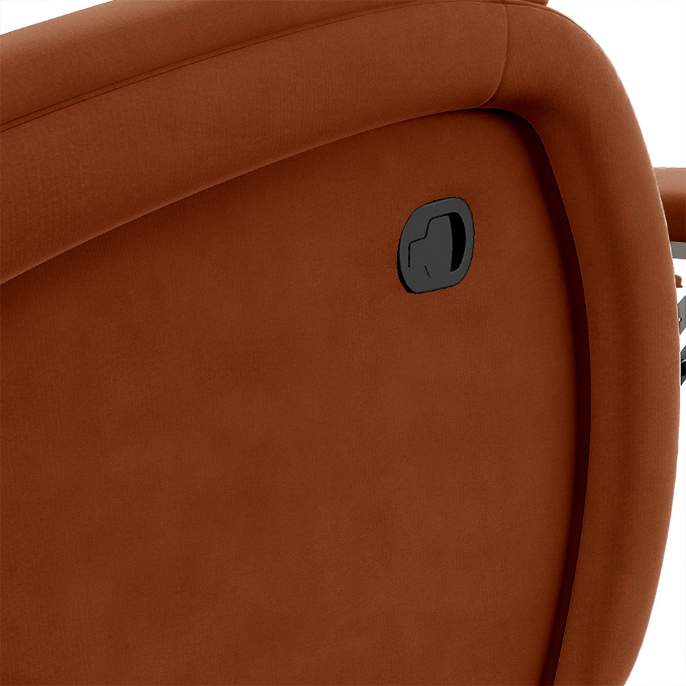 Poltrona do Papai Sala de Cinema Reclinável Kylie Glider Manual Giratória Massagem USB Veludo Terracota G23