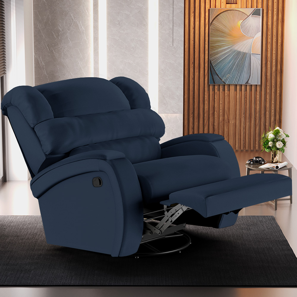 Poltrona do Papai Sala de Cinema Reclinável Kylie Glider Manual Giratória PU Azul G23