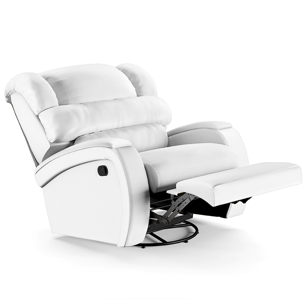 Poltrona do Papai Sala de Cinema Reclinável Kylie Glider Manual Giratória PU Branco G23