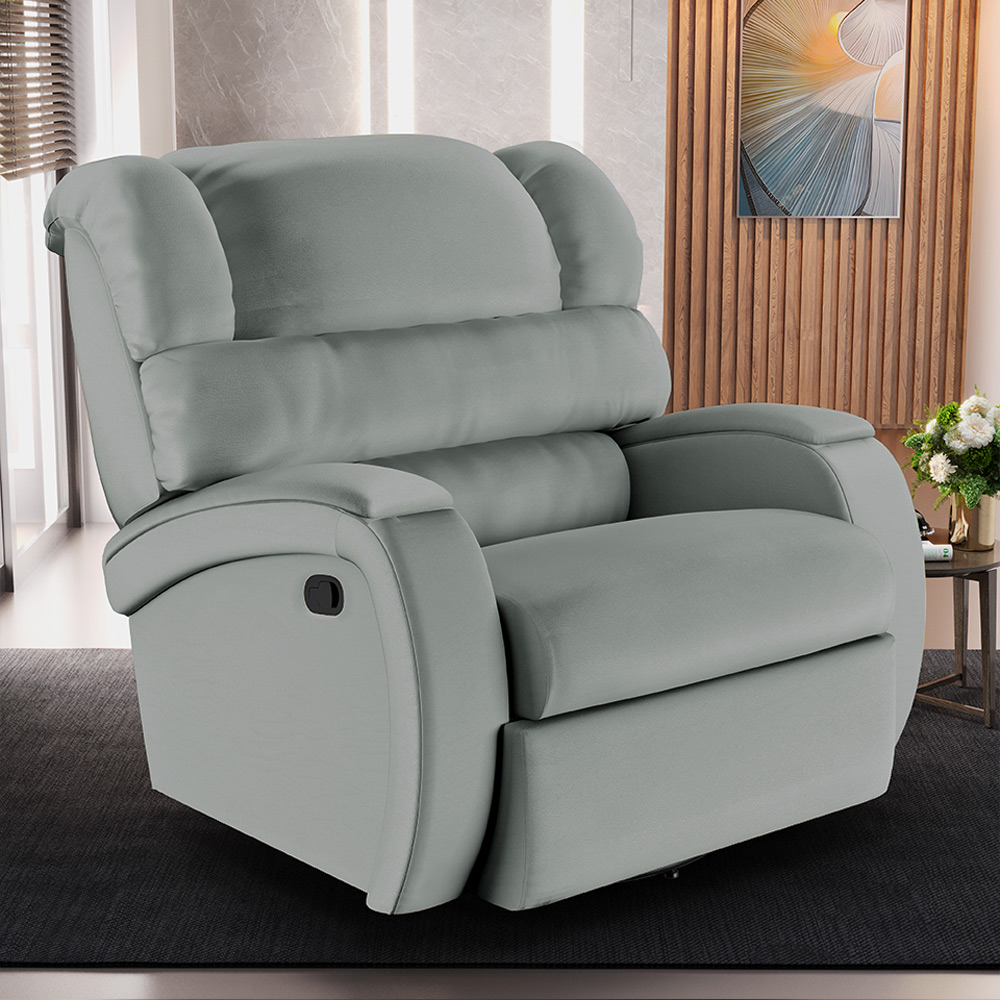 Poltrona do Papai Sala de Cinema Reclinável Kylie Glider Manual Giratória PU Cinza G23