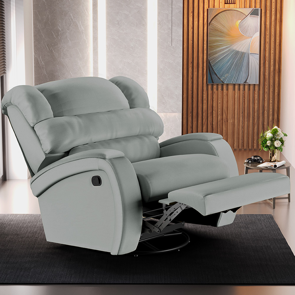 Poltrona do Papai Sala de Cinema Reclinável Kylie Glider Manual Giratória PU Cinza G23