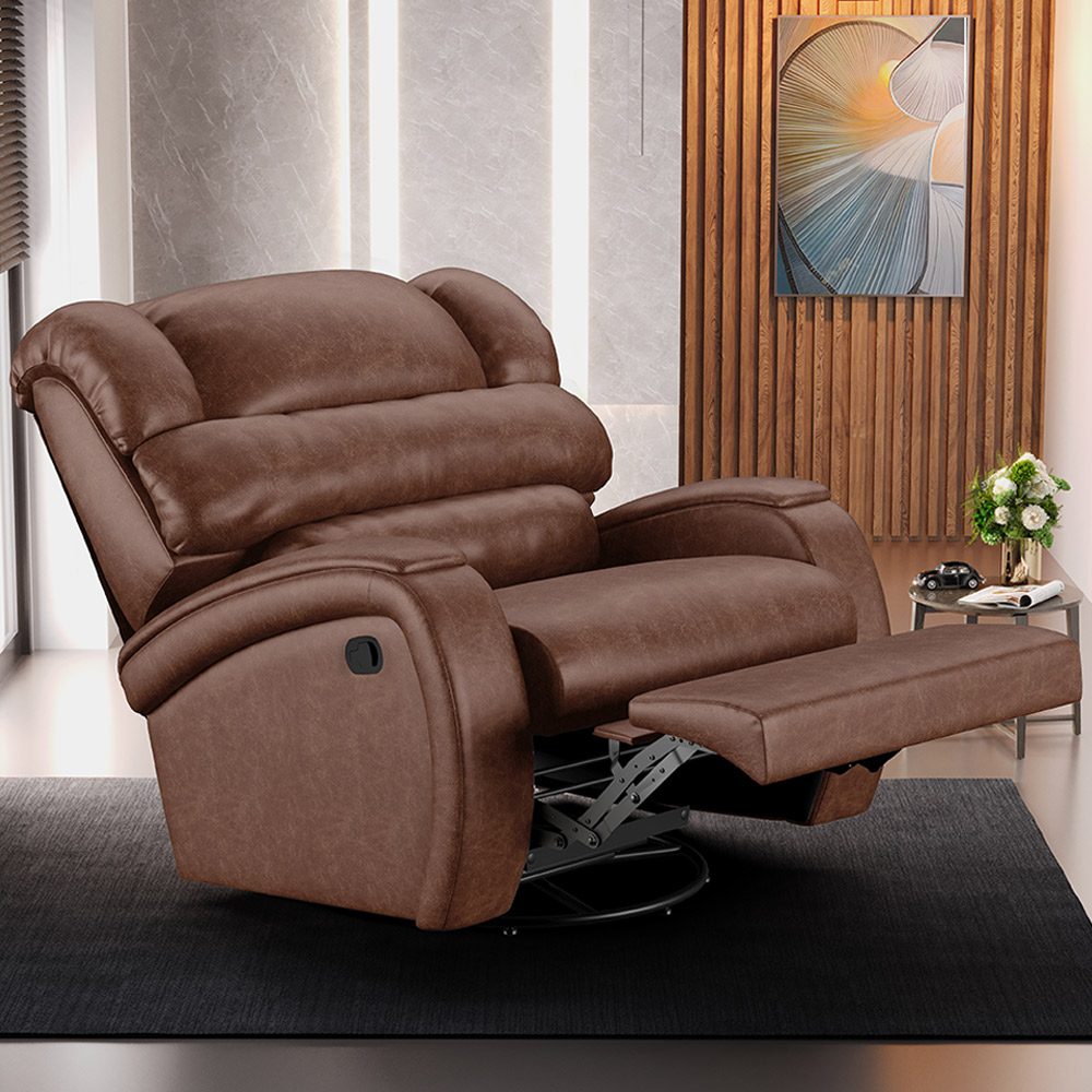 Poltrona do Papai Sala de Cinema Reclinável Kylie Glider Manual Giratória PU Marrom Brilho G23
