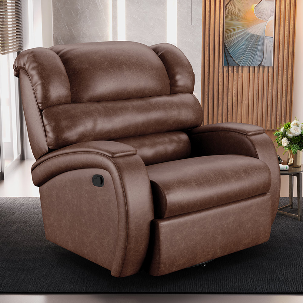 Poltrona do Papai Sala de Cinema Reclinável Kylie Glider Manual Giratória PU Marrom Brilho G23
