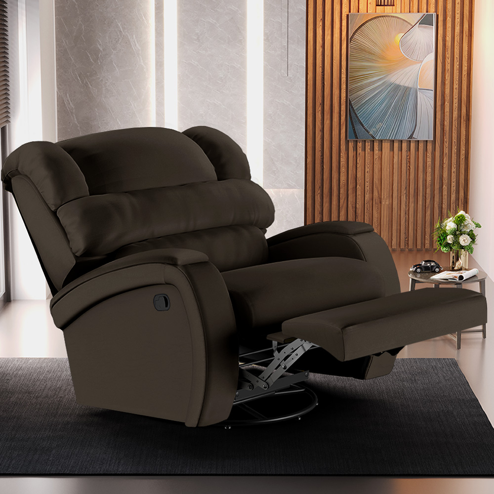 Poltrona do Papai Sala de Cinema Reclinável Kylie Glider Manual Giratória PU Marrom G23