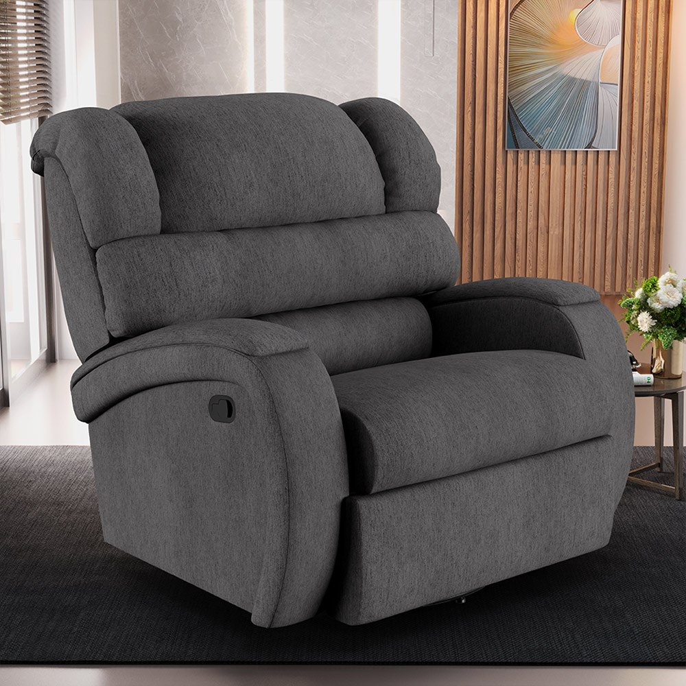 Poltrona do Papai Sala de Cinema Reclinável Kylie Glider Manual Giratória USB Linho Chumbo G23