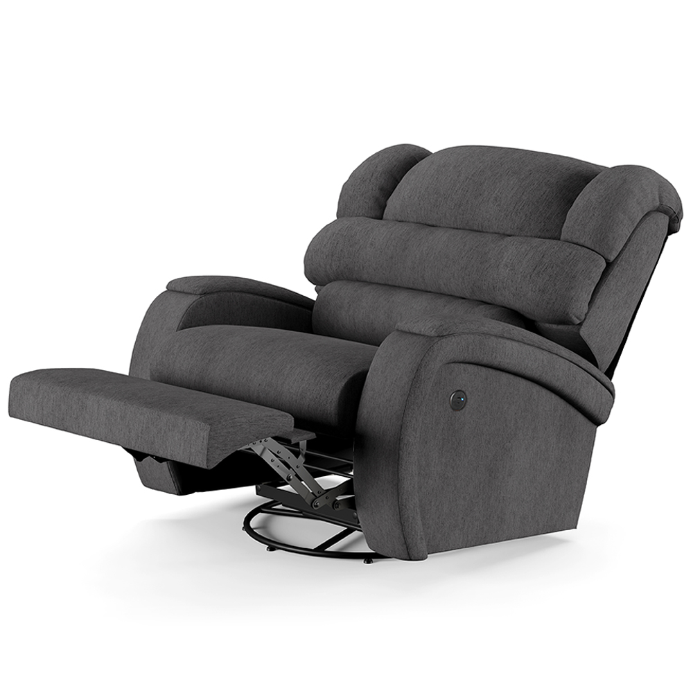 Poltrona do Papai Sala de Cinema Reclinável Kylie Glider Manual Giratória USB Linho Chumbo G23