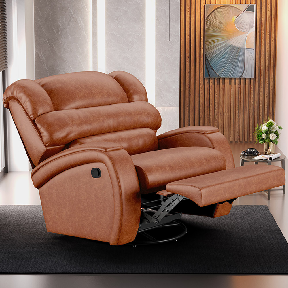 Poltrona do Papai Sala de Cinema Reclinável Kylie Glider Manual Giratória USB PU Caramelo Brilho G23