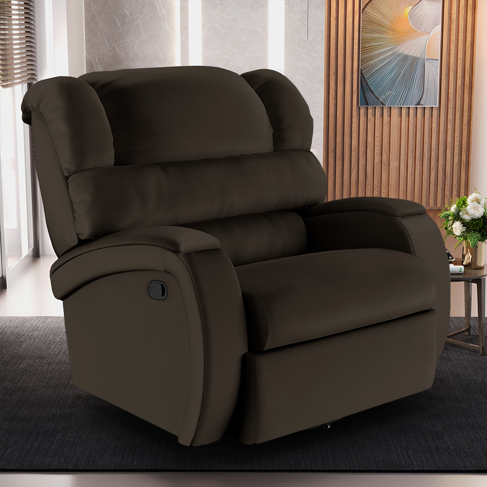 Poltrona do Papai Sala de Cinema Reclinável Kylie Glider Manual Giratória USB PU Marrom G23