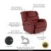 Poltrona do Papai Sala de Cinema Reclinável Kylie Glider Manual Giratória USB PU Vermelho G23