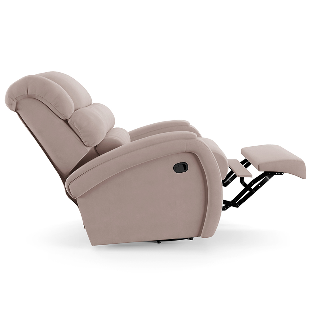 Poltrona do Papai Sala de Cinema Reclinável Kylie Glider Manual Giratória USB Veludo Rosê G23