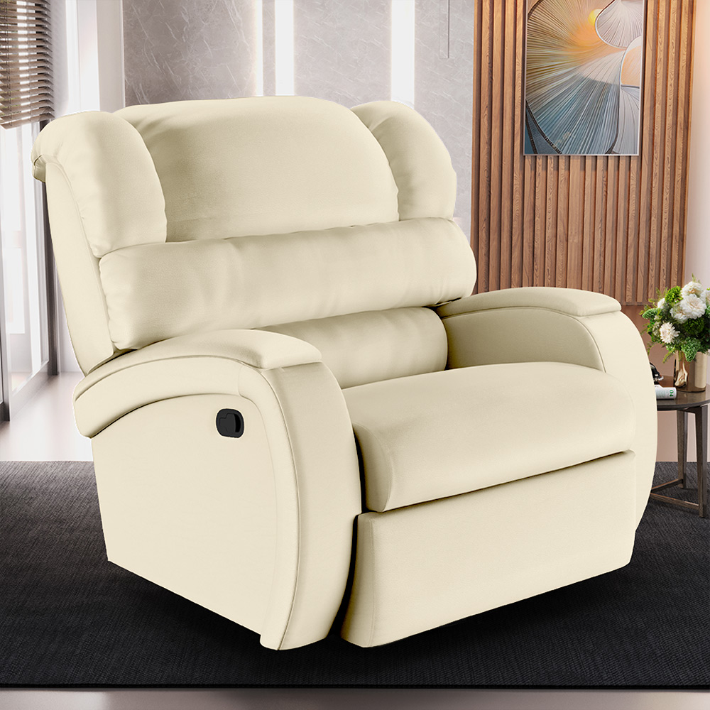 Poltrona do Papai Sala de Cinema Reclinável Kylie Manual PU Bege G23