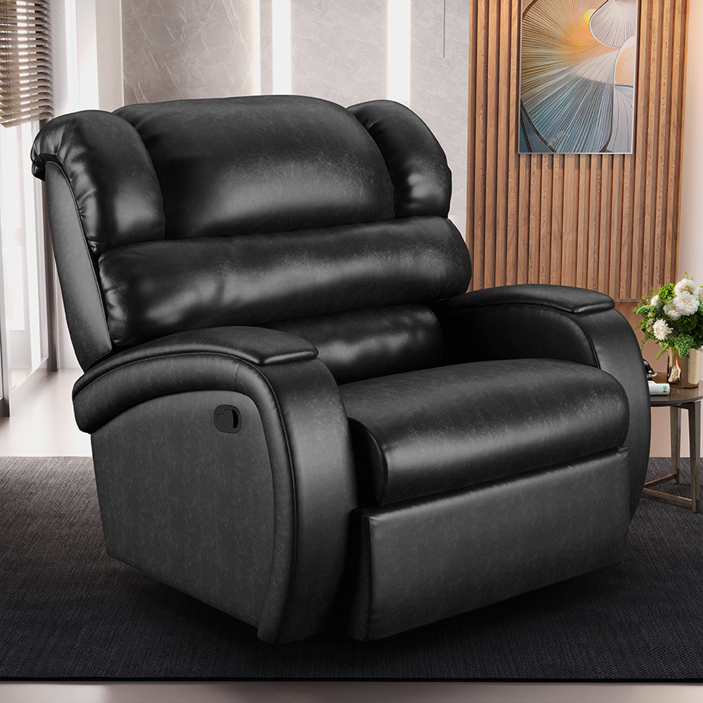 Poltrona do Papai Sala de Cinema Reclinável Kylie Manual PU Preto Brilho G23