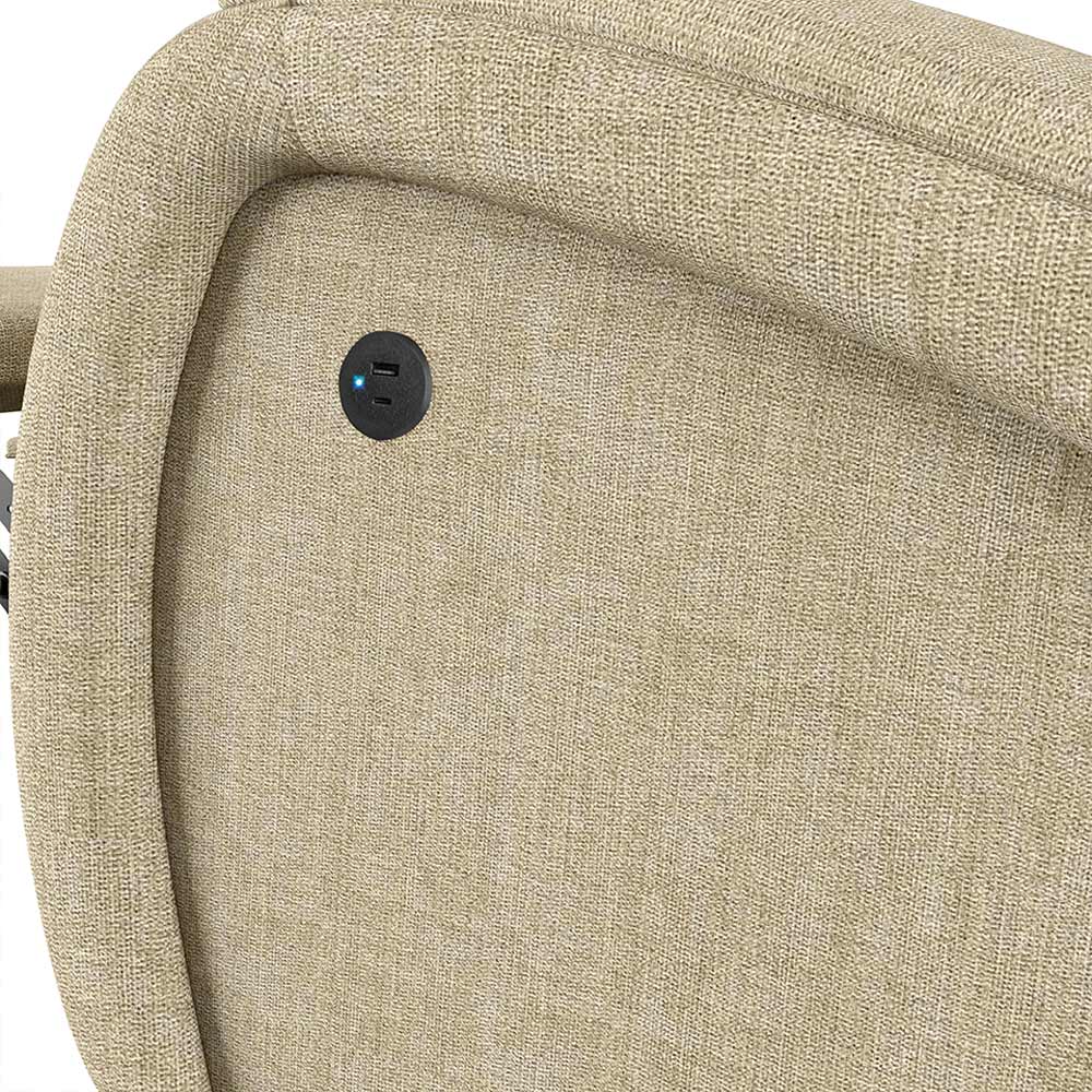 Poltrona do Papai Sala de Cinema Reclinável Kylie Power Elétrica Massagem USB Linho Bege G23