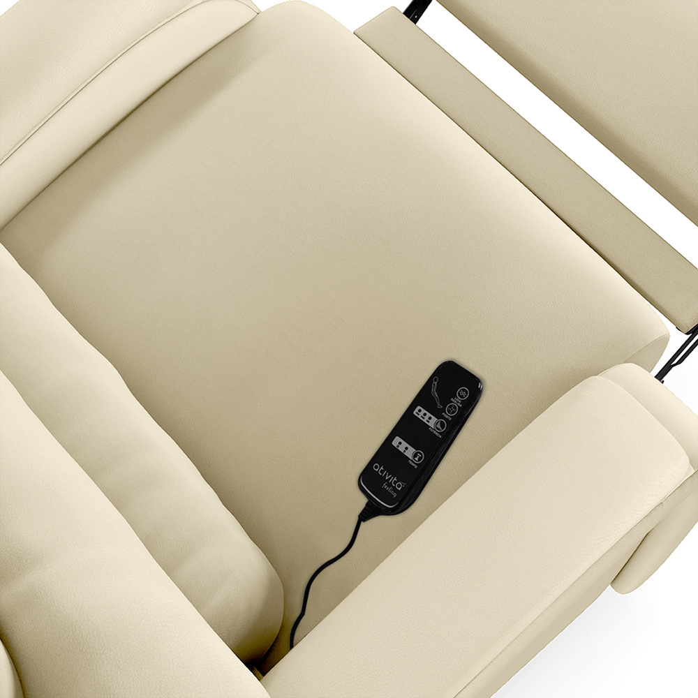 Poltrona do Papai Sala de Cinema Reclinável Kylie Power Elétrica Massagem USB PU Bege G23