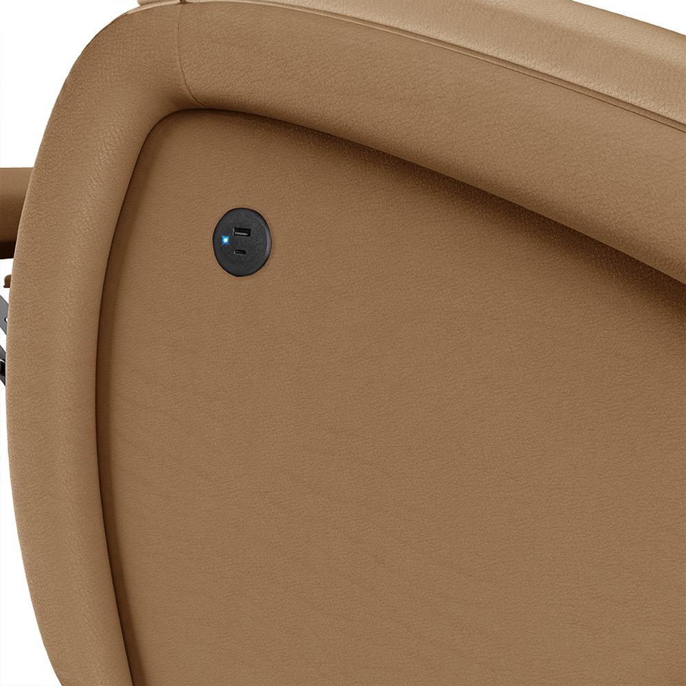 Poltrona do Papai Sala de Cinema Reclinável Kylie Power Elétrica USB PU Caramelo G23