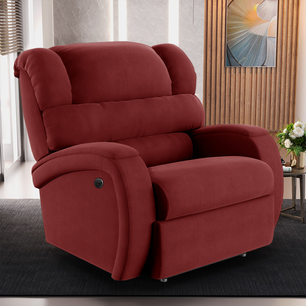 Poltrona do Papai Sala de Cinema Reclinável Kylie Power Elétrica Veludo Vermelho G23