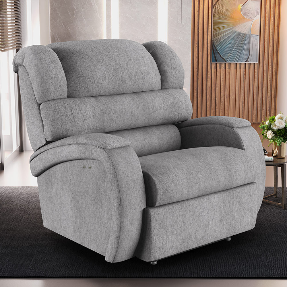 Poltrona do Papai Sala de Cinema Reclinável Kylie Power Touch Massagem USB Linho Cinza G23