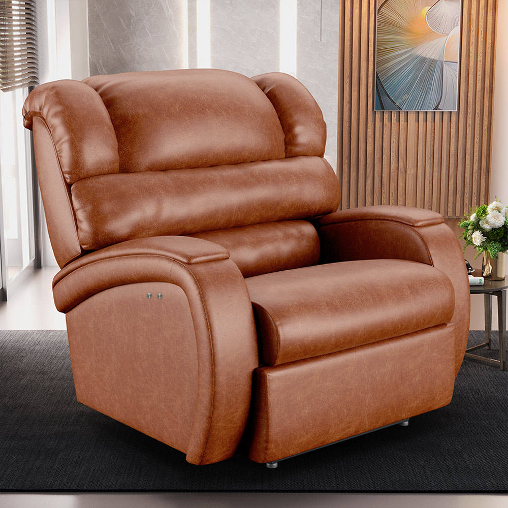 Poltrona do Papai Sala de Cinema Reclinável Kylie Power Touch Massagem USB PU Caramelo Brilho G23
