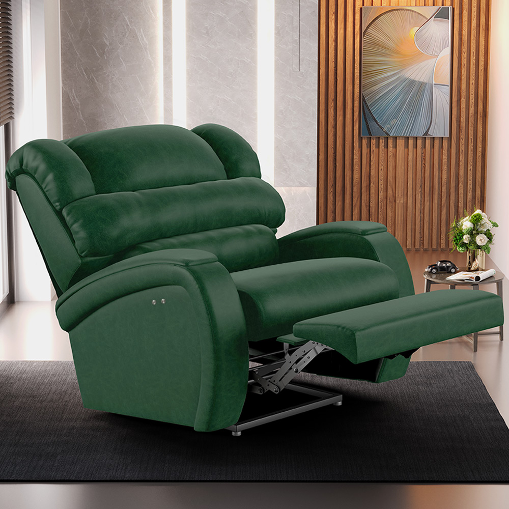 Poltrona do Papai Sala de Cinema Reclinável Kylie Power Touch Massagem USB PU Verde Musgo G23
