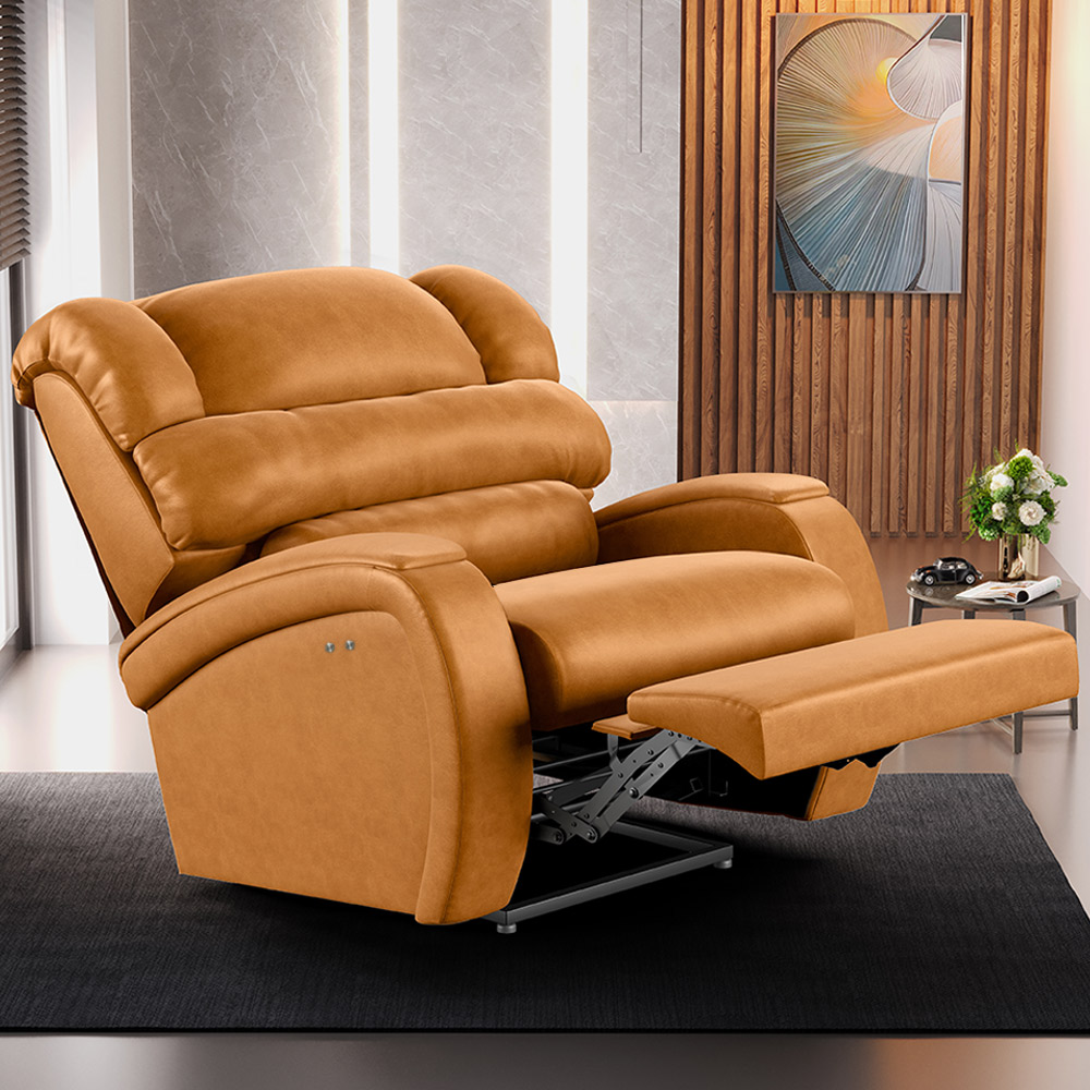 Poltrona do Papai Sala de Cinema Reclinável Kylie Power Touch Massagem USB PU Whisky G23