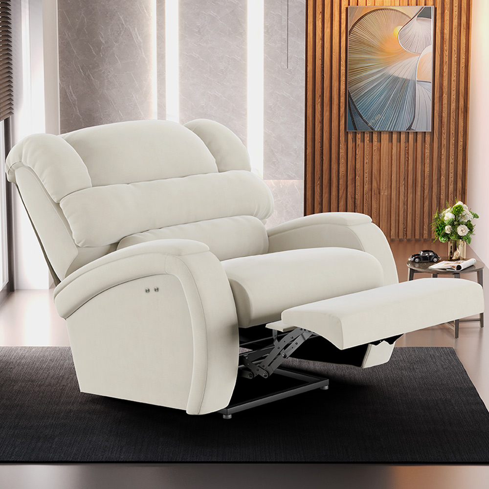 Poltrona do Papai Sala de Cinema Reclinável Kylie Power Touch Massagem USB Veludo Bege G23