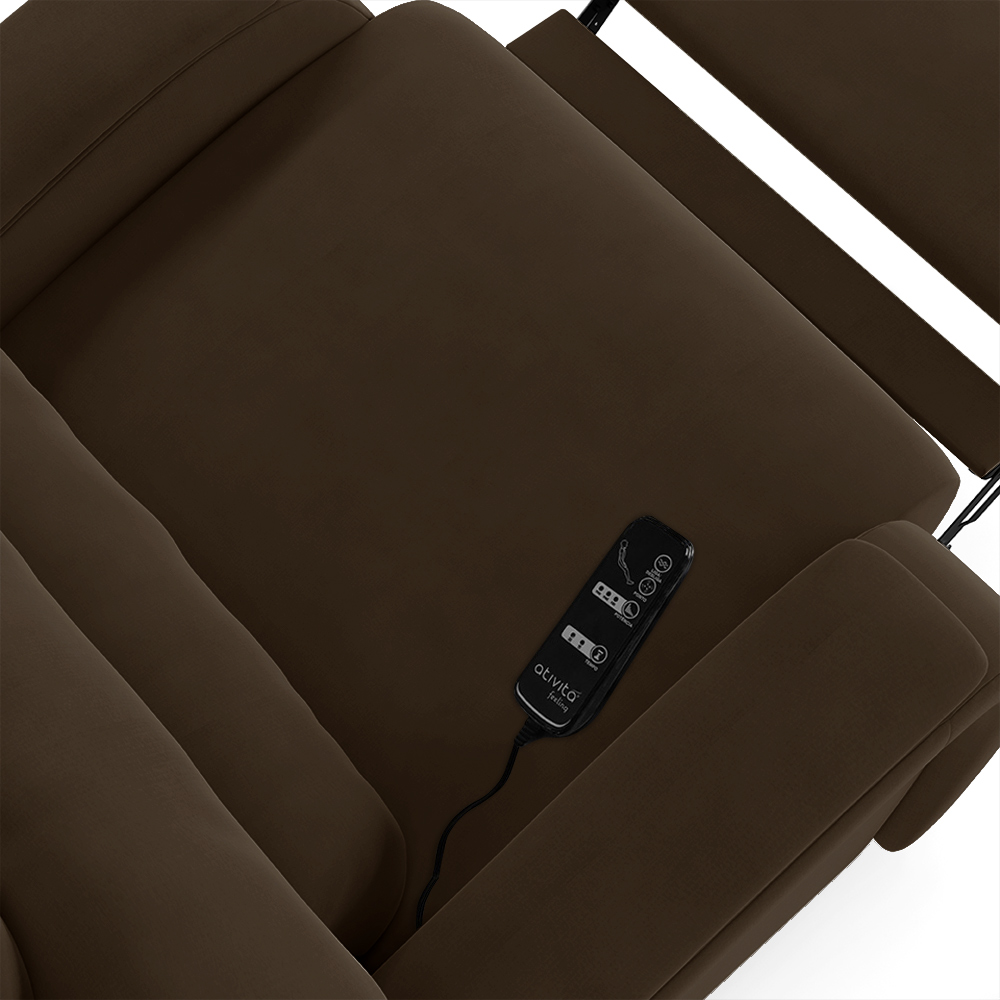 Poltrona do Papai Sala de Cinema Reclinável Kylie Power Touch Massagem USB Veludo Marrom G23