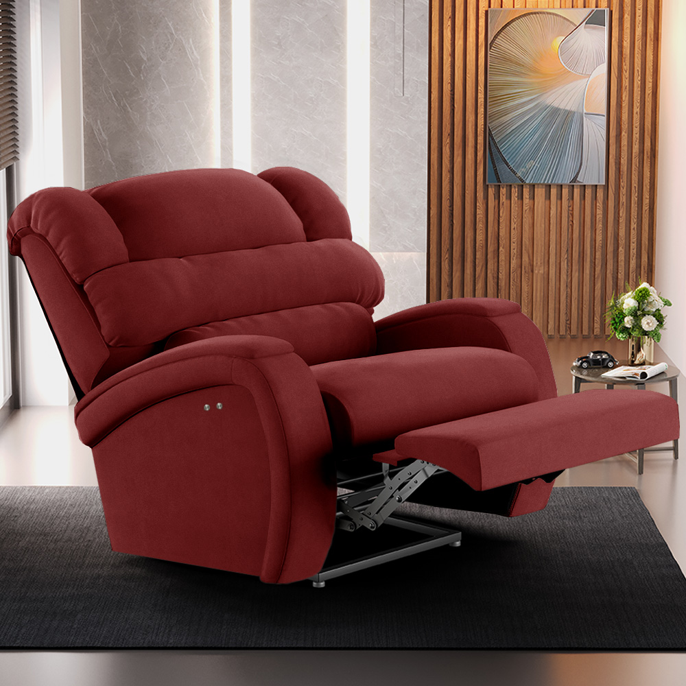 Poltrona do Papai Sala de Cinema Reclinável Kylie Power Touch Massagem USB Veludo Vermelho G23