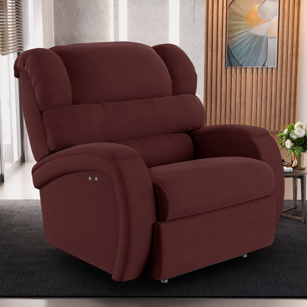 Poltrona do Papai Sala de Cinema Reclinável Kylie Power Touch Massagem USB Veludo Vinho G23
