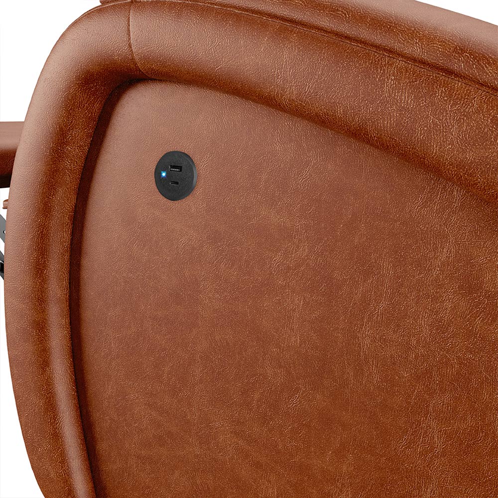Poltrona do Papai Sala de Cinema Reclinável Kylie Power Touch USB PU Caramelo Brilho G23