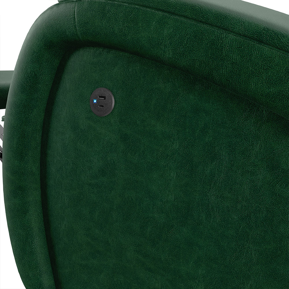 Poltrona do Papai Sala de Cinema Reclinável Kylie Power Touch USB PU Verde Musgo G23