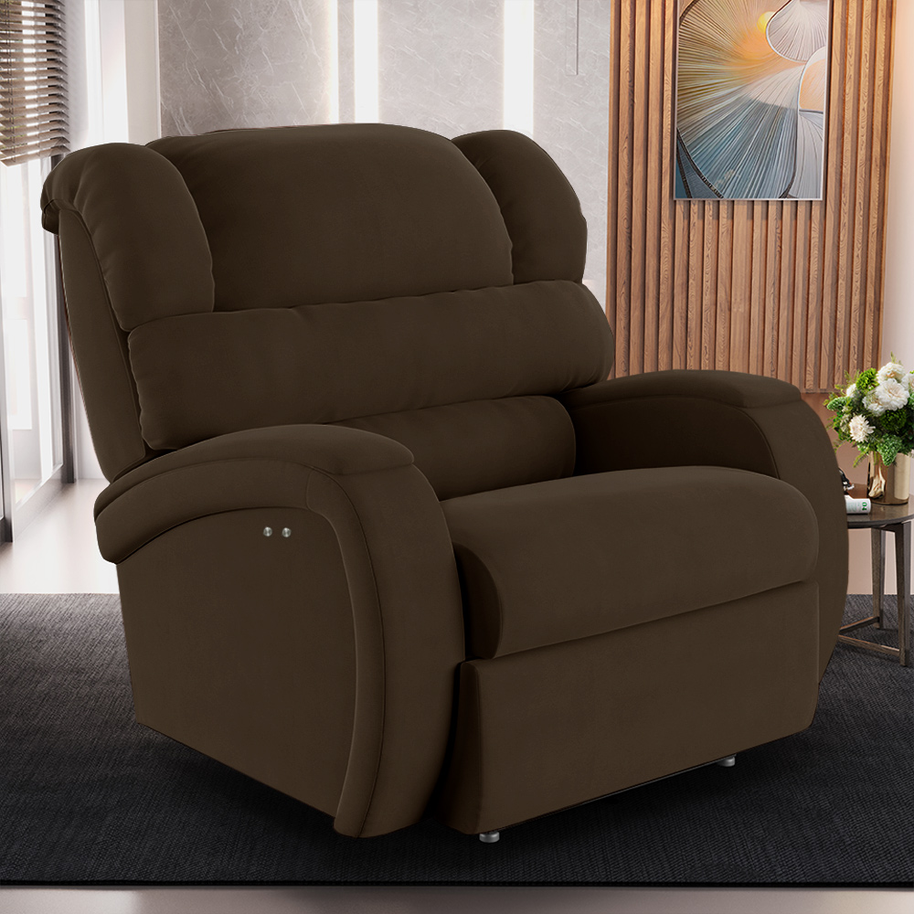 Poltrona do Papai Sala de Cinema Reclinável Kylie Power Touch USB Veludo Marrom G23