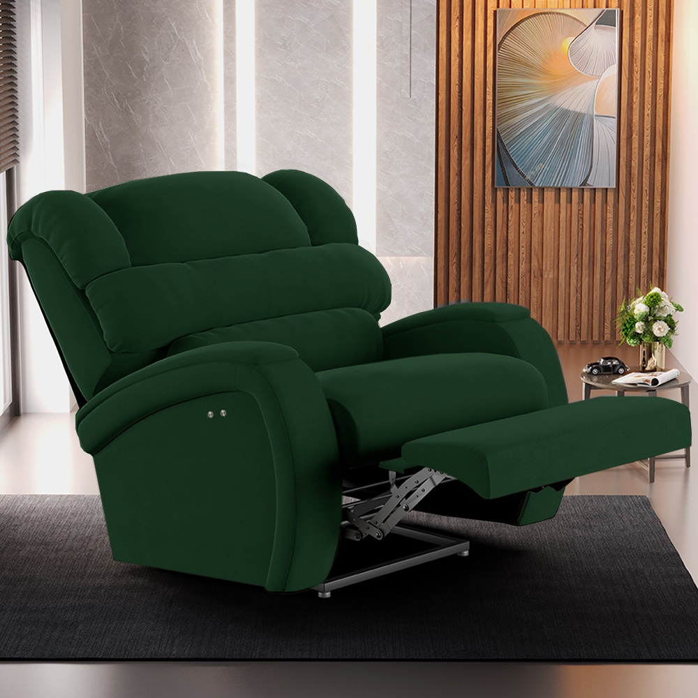 Poltrona do Papai Sala de Cinema Reclinável Kylie Power Touch Veludo Verde Esmeralda G23