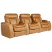 Poltrona do Papai Tripla Reclinável Sala de Cinema  Elétrica Porta-Copos LED Yellowstone Couro Caramelo G86 - Gran Belo