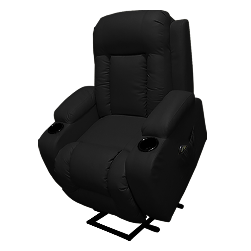 Poltrona do Papai com Massagem Aquecimento Austin Elevação Lift 150º PU Preto G31 - Gran Belo