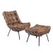 Poltrona e Puff Decorativos Sala de Estar Costela Couro Mel G34 - Gran Belo