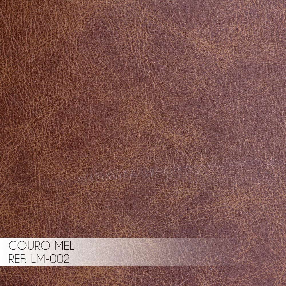 Poltrona e Puff Decorativos Sala de Estar Costela Couro Mel G34 - Gran Belo