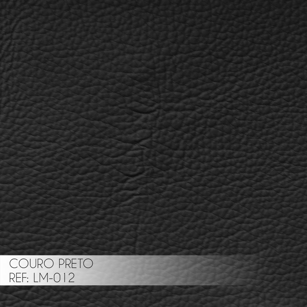 Poltrona e Puff Decorativos Sala de Estar Costela Couro Preto G34 - Gran Belo