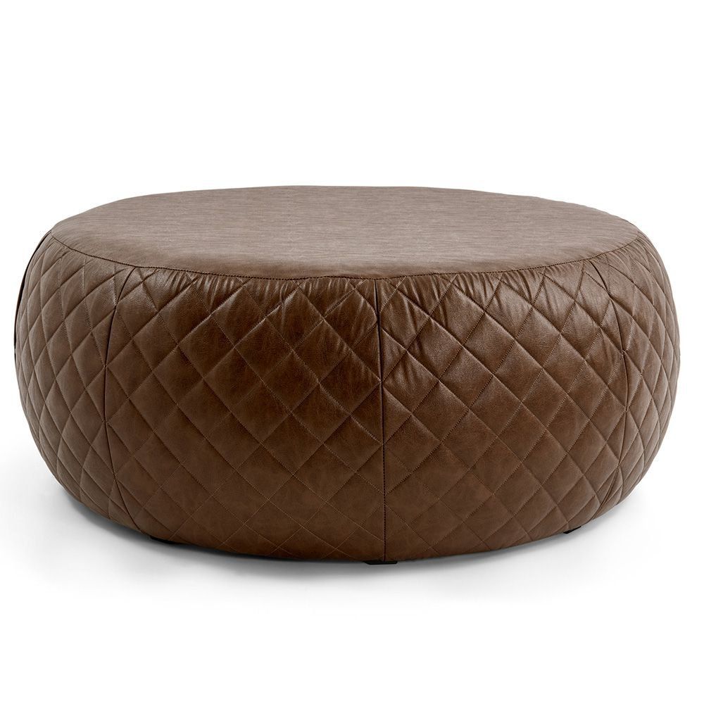 Puff Cleo 105cm Trêsse PU Sintético Marrom G15 - Gran Belo