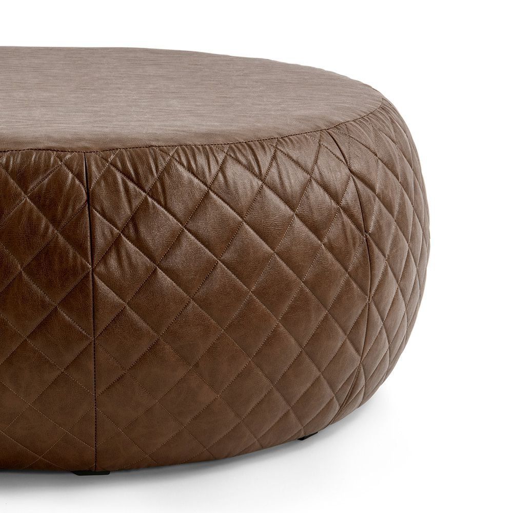 Puff Cleo 105cm Trêsse PU Sintético Marrom G15 - Gran Belo