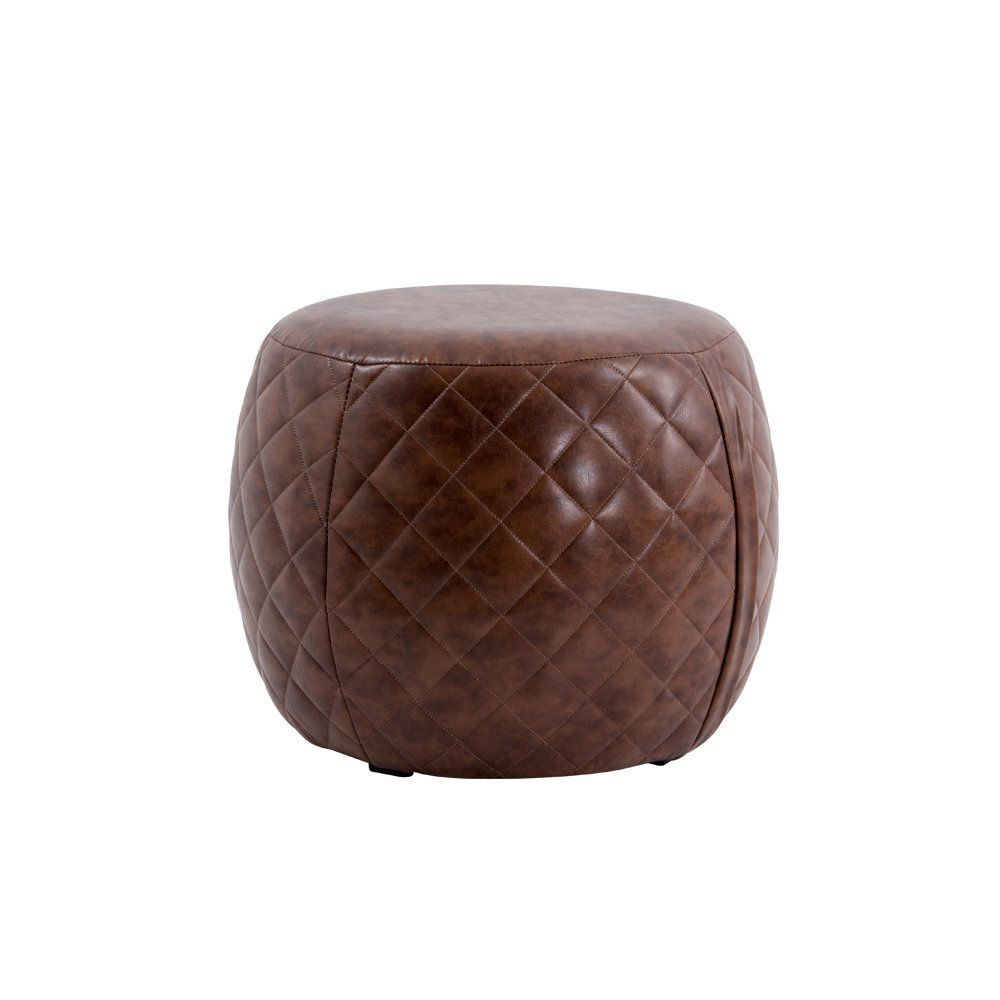 Puff Cleo 55cm PU Sintético Marrom G15 - Gran Belo