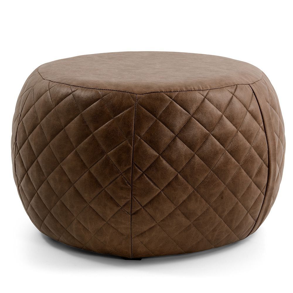Puff Cleo 70cm PU Sintético Marrom G15 - Gran Belo