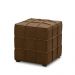 Puff Decorativo Augusto 43cm Sala de Estar Couro Marrom Claro Manchado G88 - Gran Belo