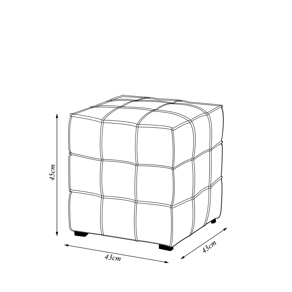 Puff Decorativo Augusto 43cm Sala de Estar Couro Marrom Claro Manchado G88 - Gran Belo