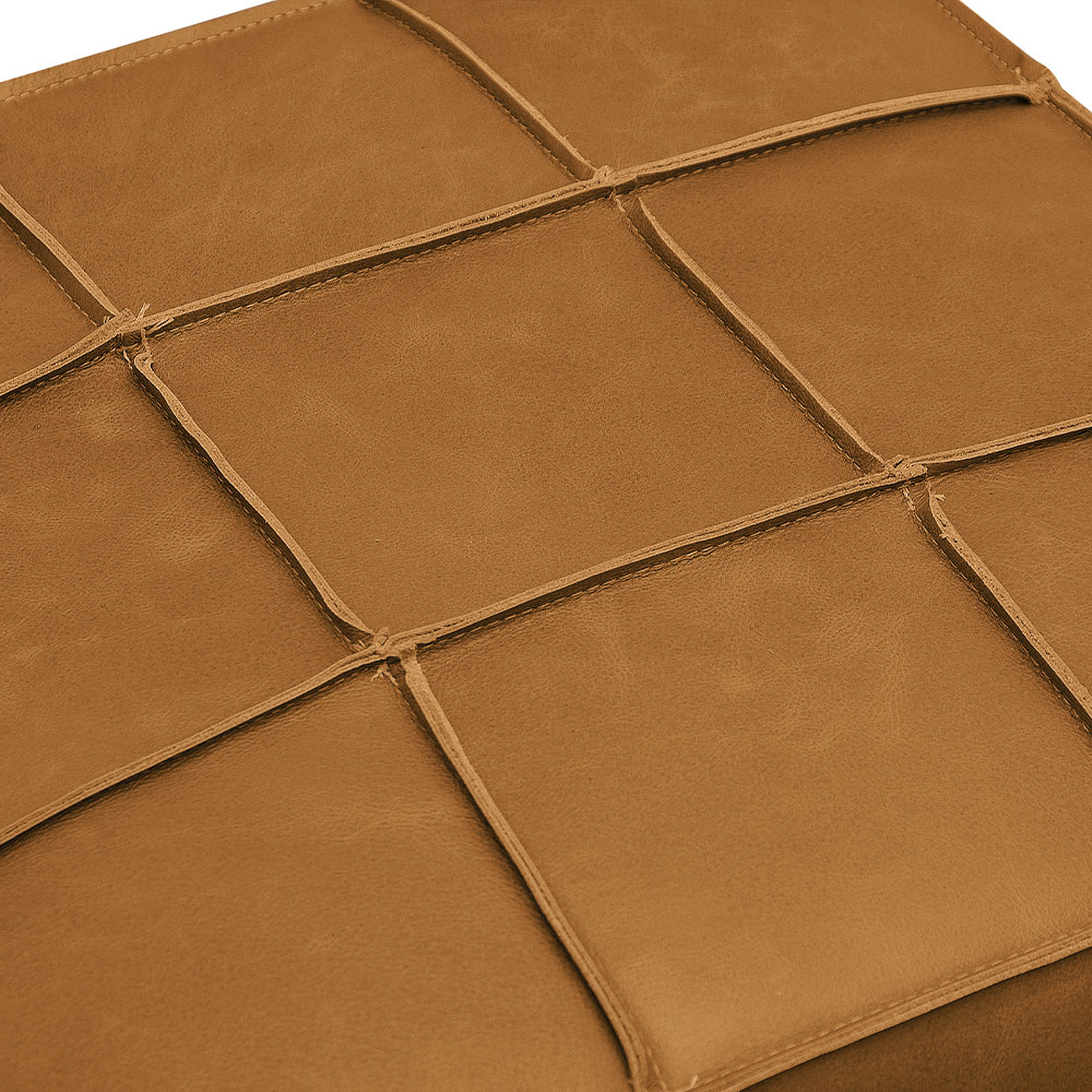 Puff Decorativo Augusto 70cm Sala de Estar Couro Caramelo Manchado G88 - Gran Belo