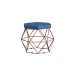 Puff Decorativo Base Bronze Elsa Suede Azul Marinho G41 - Gran Belo