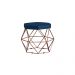 Puff Decorativo Base Bronze Elsa Veludo Azul G41 - Gran Belo
