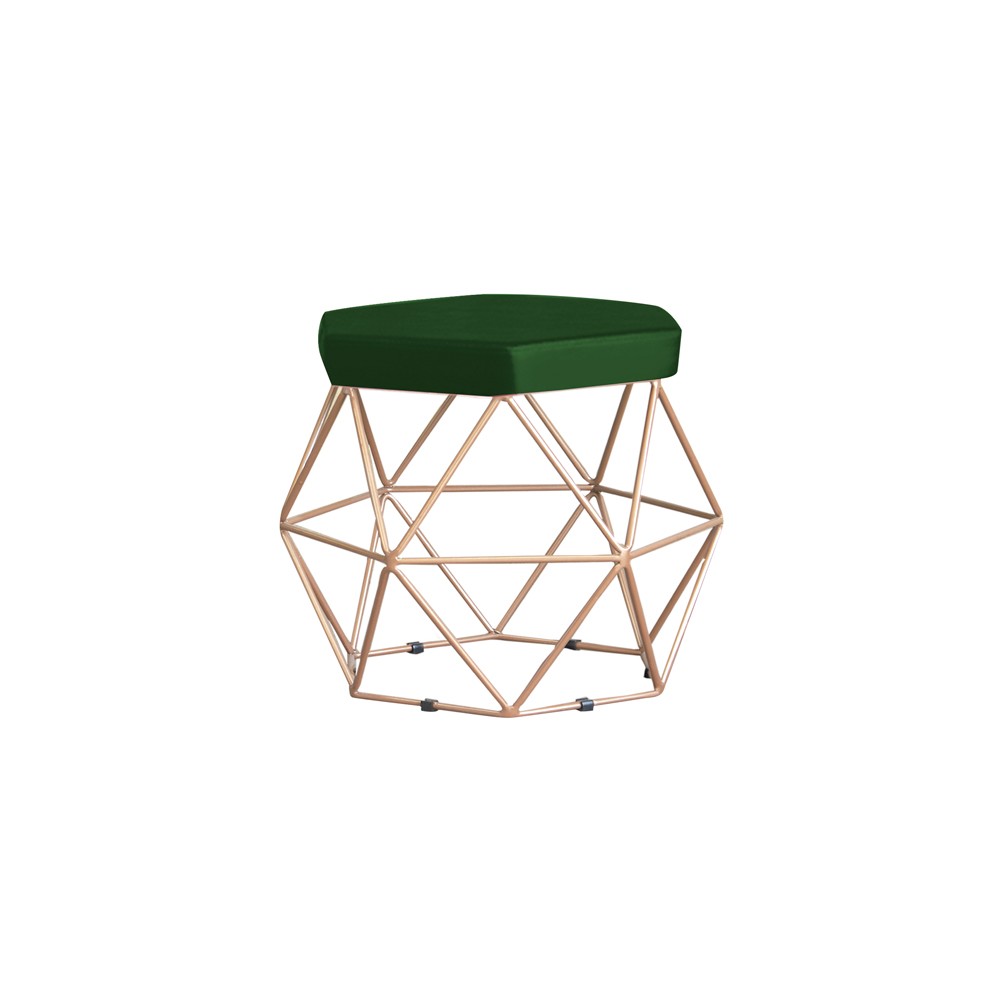 Puff Decorativo Base Gold Elsa Suede Verde G41 - Gran Belo