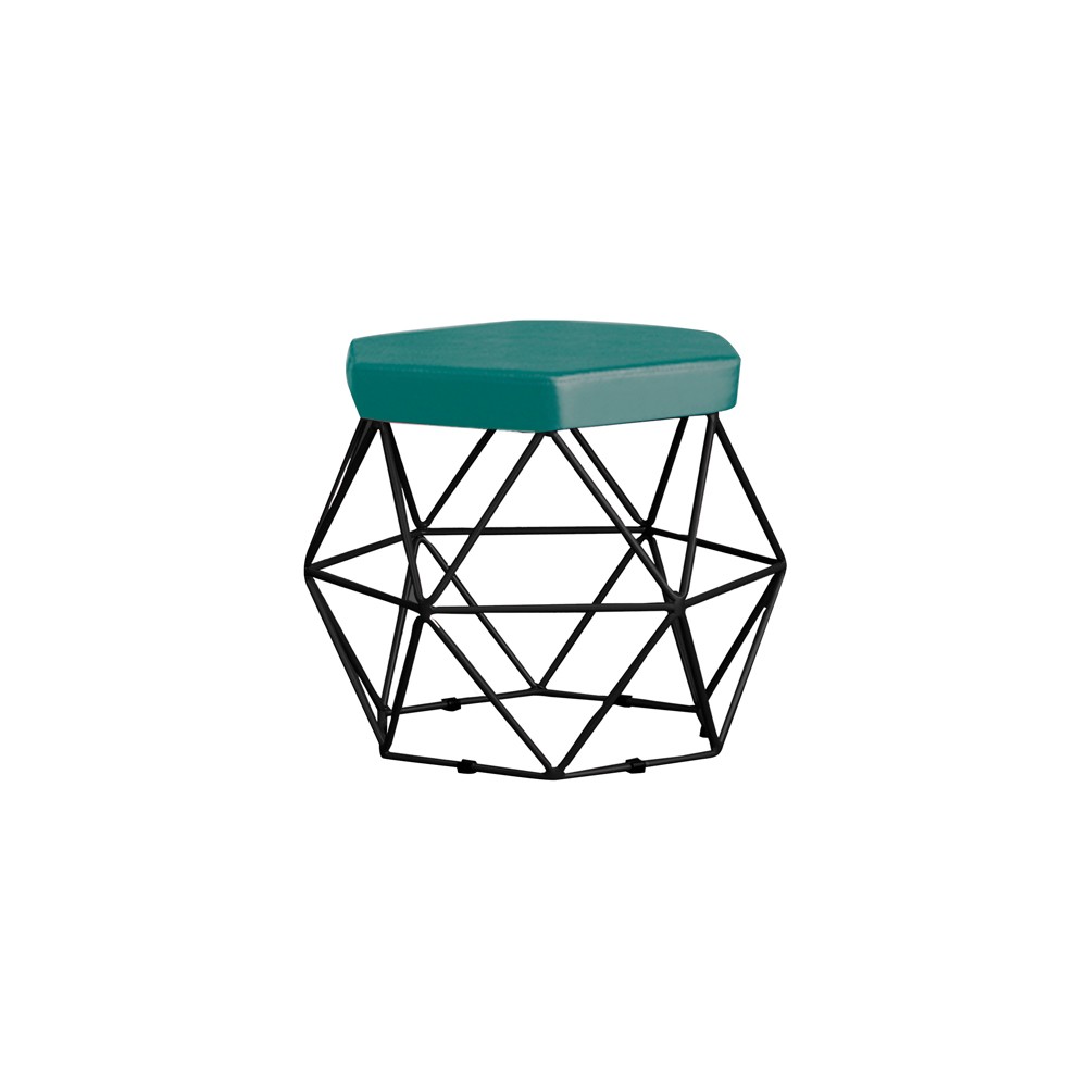 Puff Decorativo Base Preta Elsa Suede Azul Claro G41 - Gran Belo
