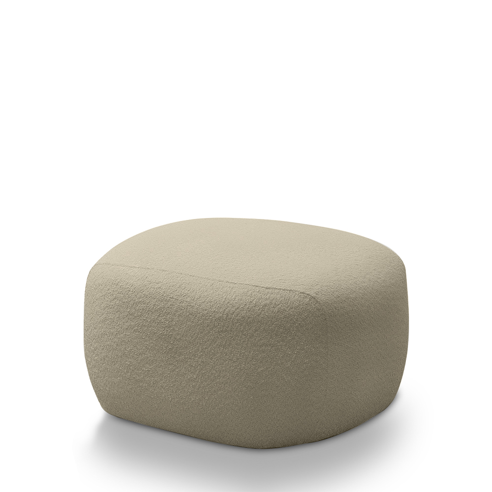 Puff Decorativo Charlote Sala de Estar Pés em Madeira Bouclê Nude G88 - Gran Belo