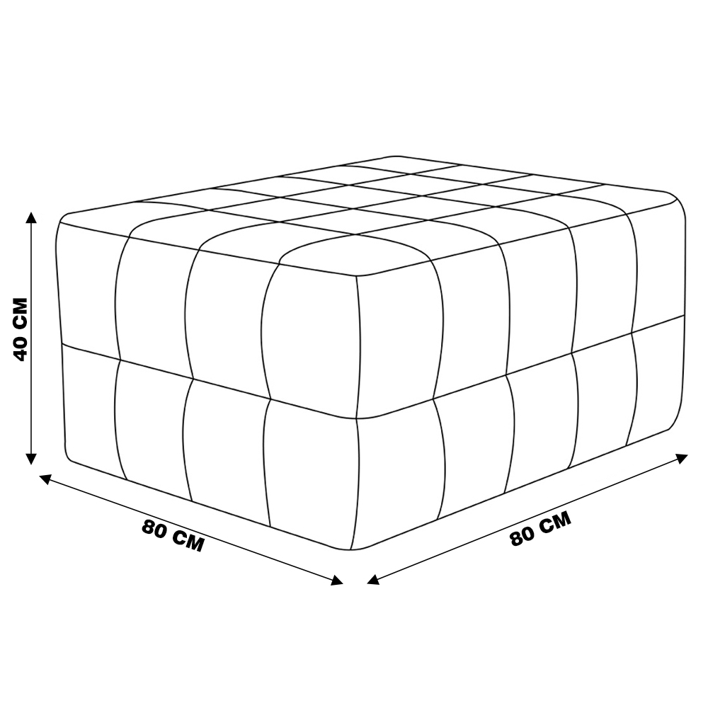 Puff Decorativo Mercury 80x80 Couro Mel G34 - Gran Belo